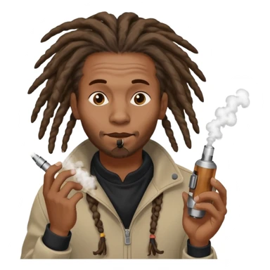 black guy with dreads hitting a vape sticker