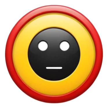 a black and red rectangle with a medium-sized yellow circle in the middl sticker