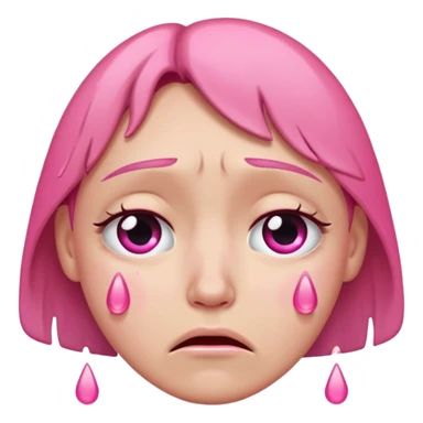 crying face with pink tears sticker