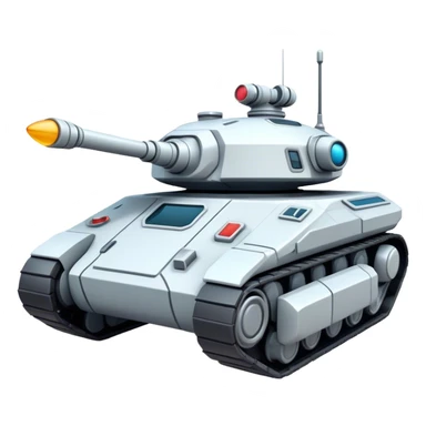 Clash of Clans aesthetic: Cinematic Playful 3D Isometric Space Tank Emoji, rendered in a 3D vector-style similar to standard emojis with minimal shading and bold, simplified shapes. A compact, distinct form with signature details, softly glowing with a futuristic sci-fi warfare charm. Simplified yet unmistakably iconic, highly detailed and consistent, glowing with a soft radiance and high shine. Stylized with a touch of high-tech brilliance and a soft glowing outline, capturing the essence of a beloved gaming relic with a friendly, playful manner! sticker