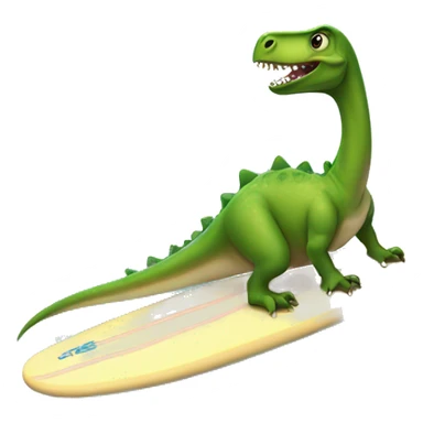 dino with tutu on a surfboard in the ocean sticker