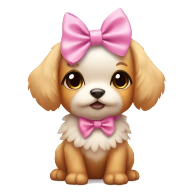 Chicken puppy wearing pink bow sticker