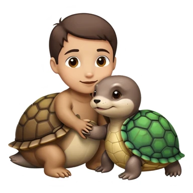 Loutre amoureuse d’une tortue sticker