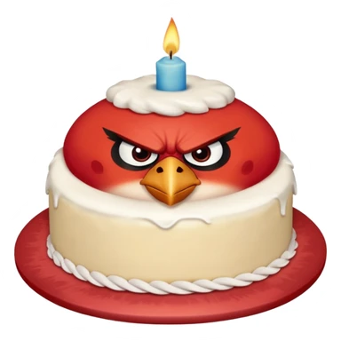 Angry bird with a cake sticker