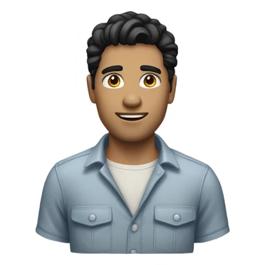 man with white skin and black hair, wear casual shirt  sticker