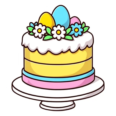 Easter cake with spring flowers and ribbons sticker