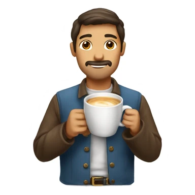 hombre tomando cafe con leche y pan sticker