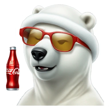 Polar bear holding a Coca-Cola with sunglasses on sticker