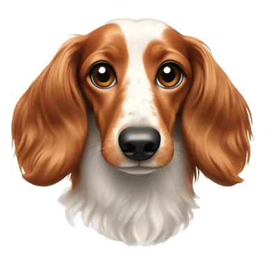 A long-haired marble dachshund stands red-haired sticker