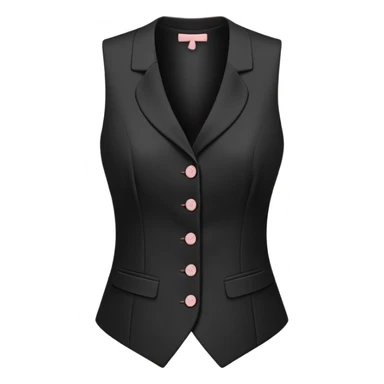 black formal women's vest with feminine cut, 3 buttons, tailored for women, sleeveless garment only sticker