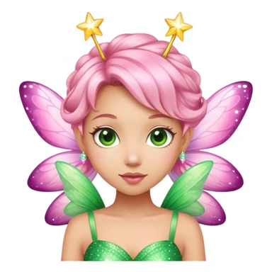 pink fairy in green dress sparkle sticker