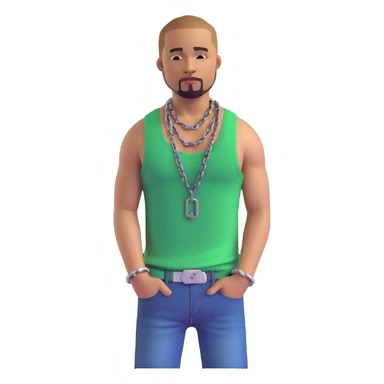 CJ from GTA San Andreas with his green tank top, jeans and chain necklace sticker