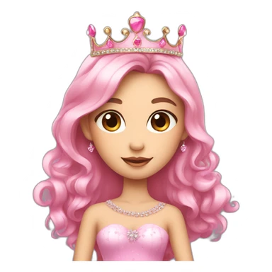pink cute princess with crown and princess dress sticker