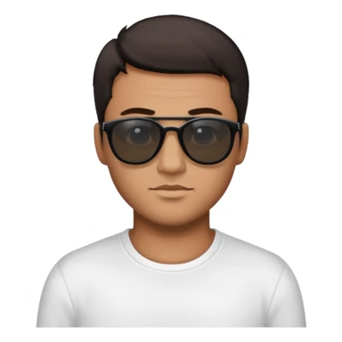 Парень в белом лонгсливе и черных очках с короткой стрижкой на бок темные волосы sticker