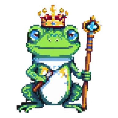 crowned frog with a scepter sticker