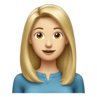 frau weiß dunkelblonde Haare schulterlang und offen gesicht rundlich augenfarbe graublau sticker