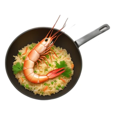 shrimp making shrimp fried rice in a wok sticker