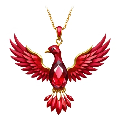 ruby pendant pulsing with cosmic light, like a phoenix’s spark sticker