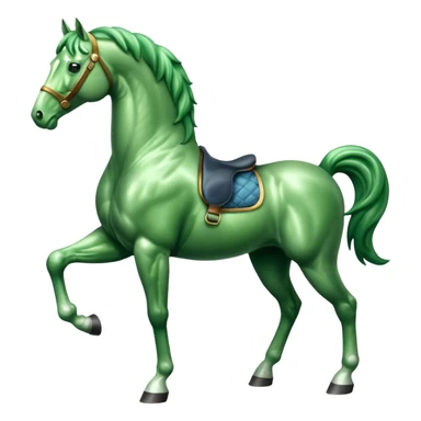 Green horse standing up with two feets facing right  sticker