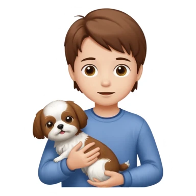 Kid with his shitzu, with brown hair sticker
