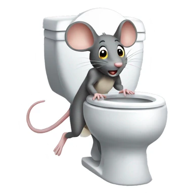 Mouse running to toliet  sticker