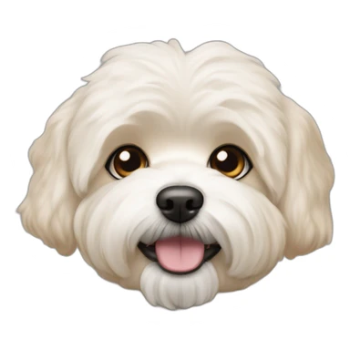 Shitzu Bichon friz dog mix that is cream colored with slightly orange ears.  sticker