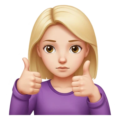 Girl with right hand strictly making thumbs up sign and left hand strictly making thumbs down sign, confused expression, both thumbs clearly visible sticker