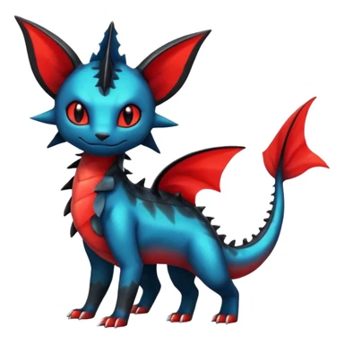Shiny Red And Black Colorful Litten-Salandit-Vaporeon-Fakémon-hybrid-creature (full body)  sticker