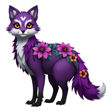 Multicolored gloomy dark edgy gothic spooky warm badass realistic floral exotic Falvie-Fionbri-fursona, full body sticker
