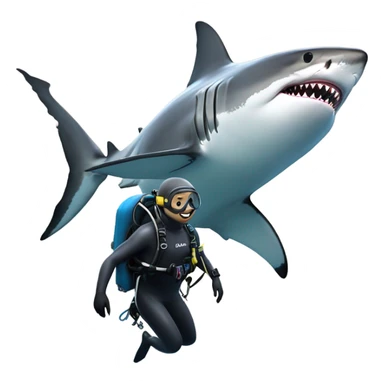 free diving with a great white shark sticker