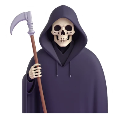 hooded grim reaper with skeletal face sticker