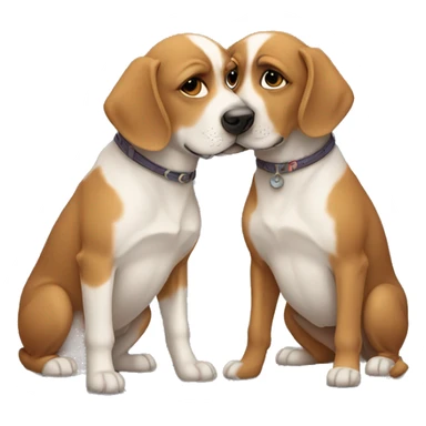 Two dogs kissing each other sticker