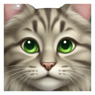 Fluffy tabby cat with green eyes sticker