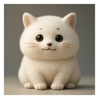 Create a photorealistic image of the chiikawa character in a sitting pose with soft lighting and a minimal background. Maintain the photorealistic style and subtle details. sticker