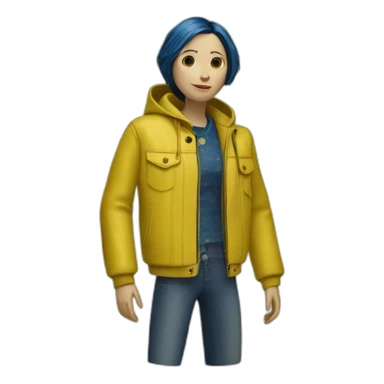 coraline doll yellow jacket sticker
