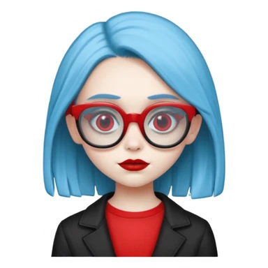 Ghoulia yelps monster high doll in scene/emo style clothes, thin, small, red, rectangle glasses sticker