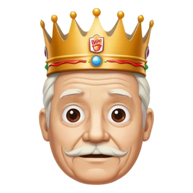 White old man with a Burger King crown on  sticker