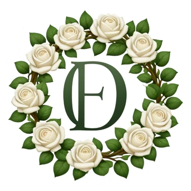 I love you initials A D in a wreath of white roses sticker