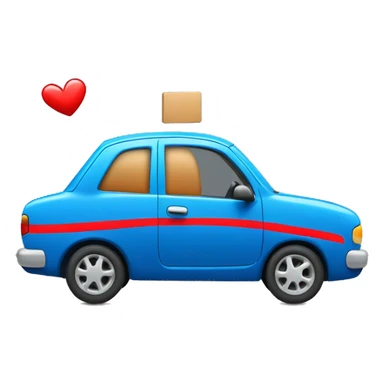 Una carro de color azul y en  la puerta un corazón de color rojo  sticker