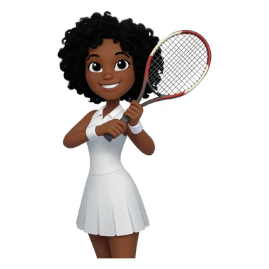 Tennis girl with black curly hair sticker