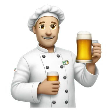 White chef holding a beer in right hand and a golfclub in left hand sticker