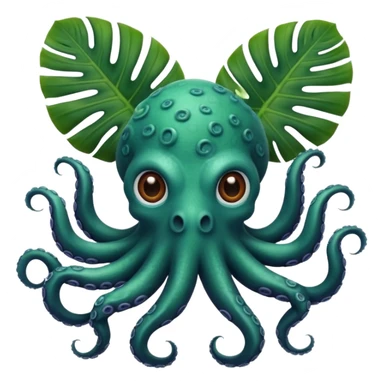 Octopus with monstera plants  sticker