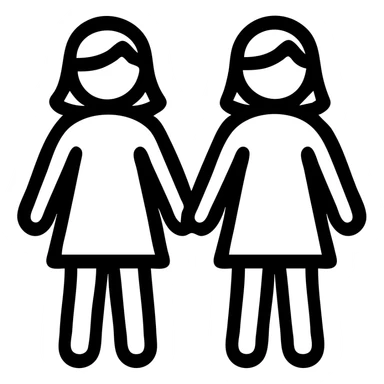 two women holding hands, close together, icon style, clean lines, subtle affection, no explicit content sticker