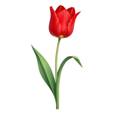 ​Cinematic Realistic Tulip, depicted as a single, exquisitely detailed bloom with vibrant red petals and a delicate stem, softly illuminated by natural light that highlights its graceful beauty and elegant form, sticker