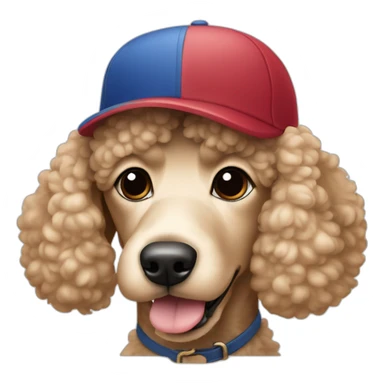 A poodle in a baseball cap sticker