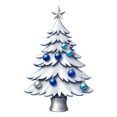 White christmas tree withe blue and silver decoration sticker