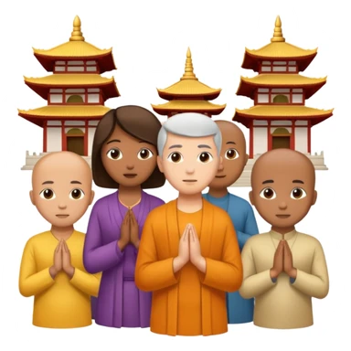 people praying in a Buddhist temple sticker