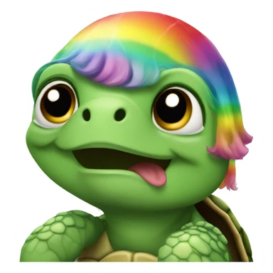 Turtle with rainbow hair sticker
