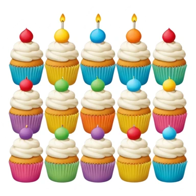 A 3D cartoon poster displayed on a wall, showing cupcakes with bright colors, clear text and borders, flat layout, realistic Memoji-style design. sticker