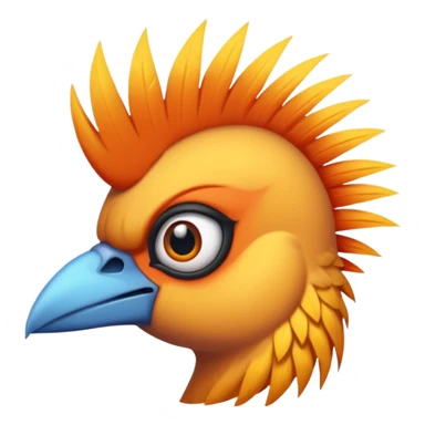 bird with piercings  and mohawk single vibrant colour  two eyes sticker